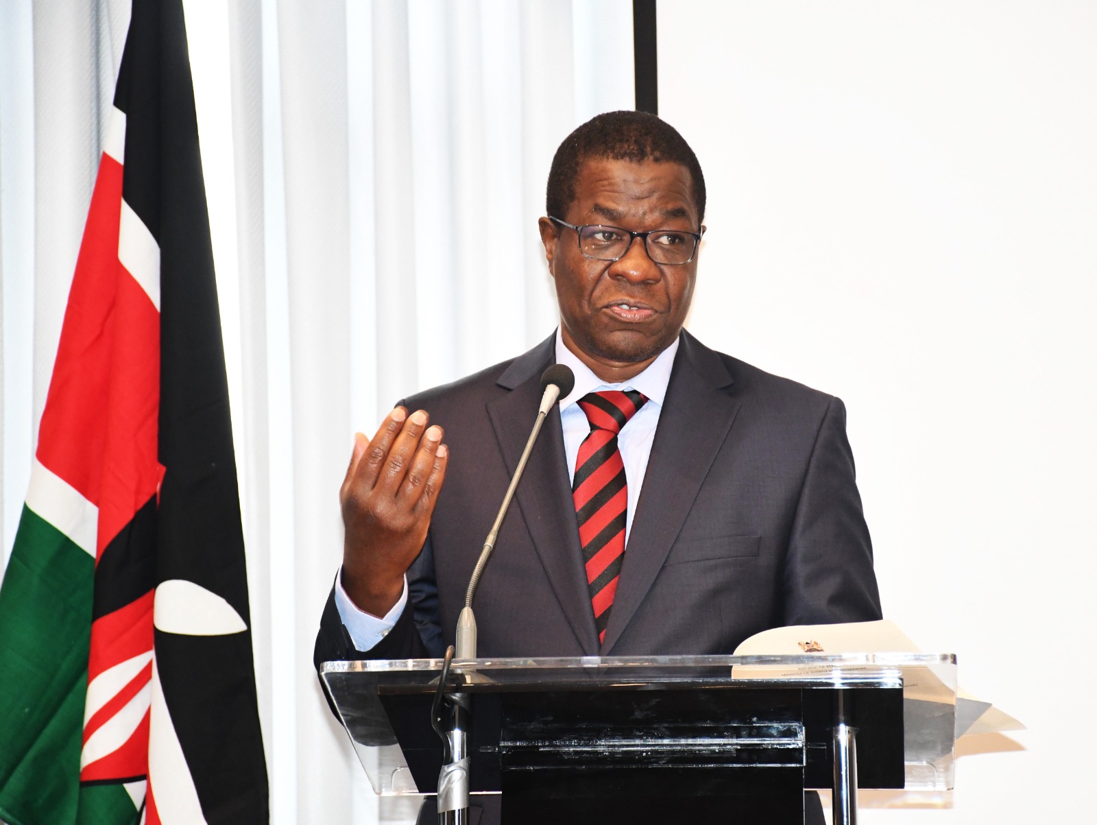 Cabinet Secretary for Energy and Petroleum , Opiyo Wandayi makes his remarks during the Kenya National Energy Policy validation workshop held at a Nairobi hotel. Mr wandayi said access to electricity across the country is 75%.